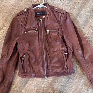 Brown rivet leather jacket